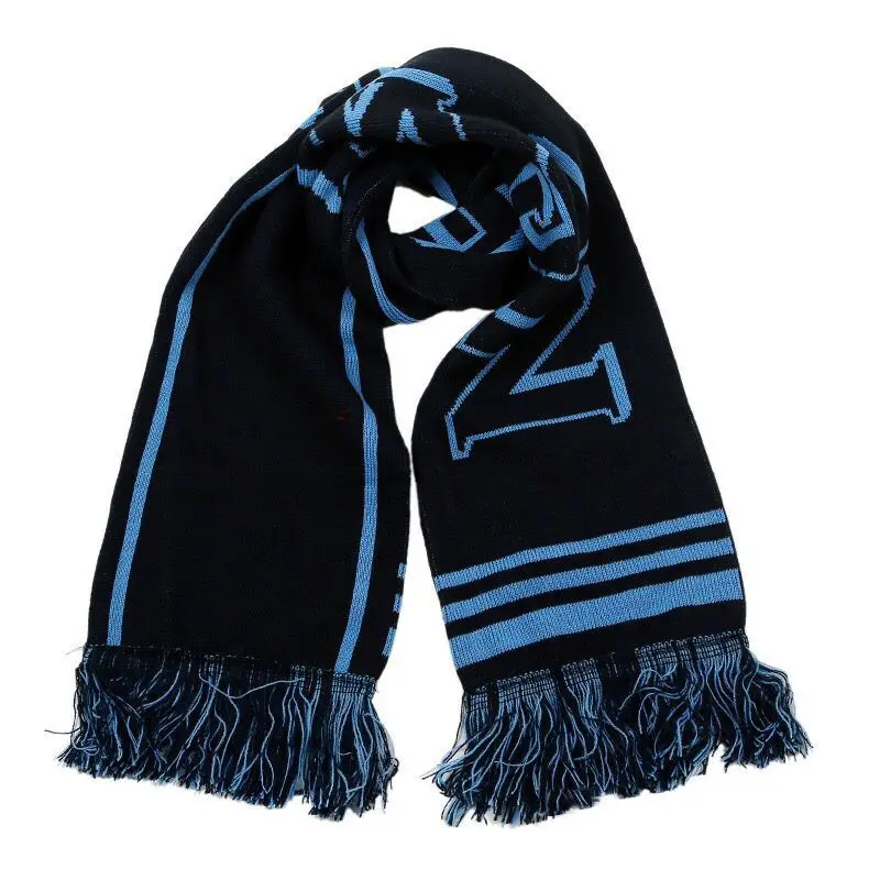 Winter Custom Design Acrylic Jacquard Knitted Double Sides Scarves Soccer Club Sport Football Fan Scarf