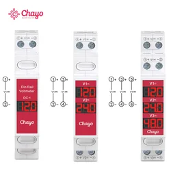 Single/ Dual/ Triple Ways Din Rail Mount Voltage Meter 11V-310V DC Mini Modular Voltmeter LED Digital Display Detector TONGOU