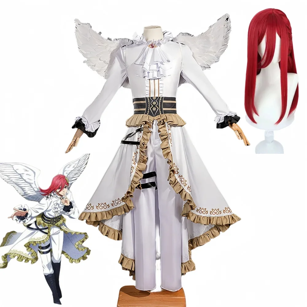 Chigiri Hyoma Cosplay Anime White Angel Costume Wig Halloween Party Suit Coscos
