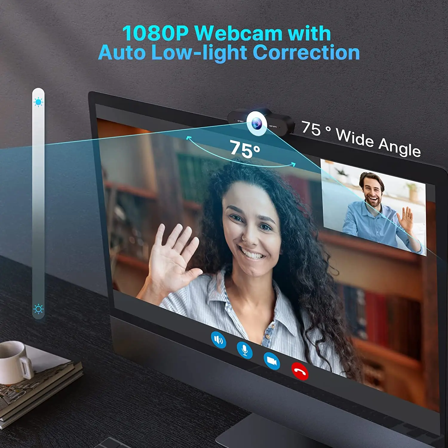 Webcam 1080P 60FPS Streaming Autofocus HD Webcamera met Drie Niveau Lichte EMEET C970L PC Webcamera voor Computer/Desktop/Laptop