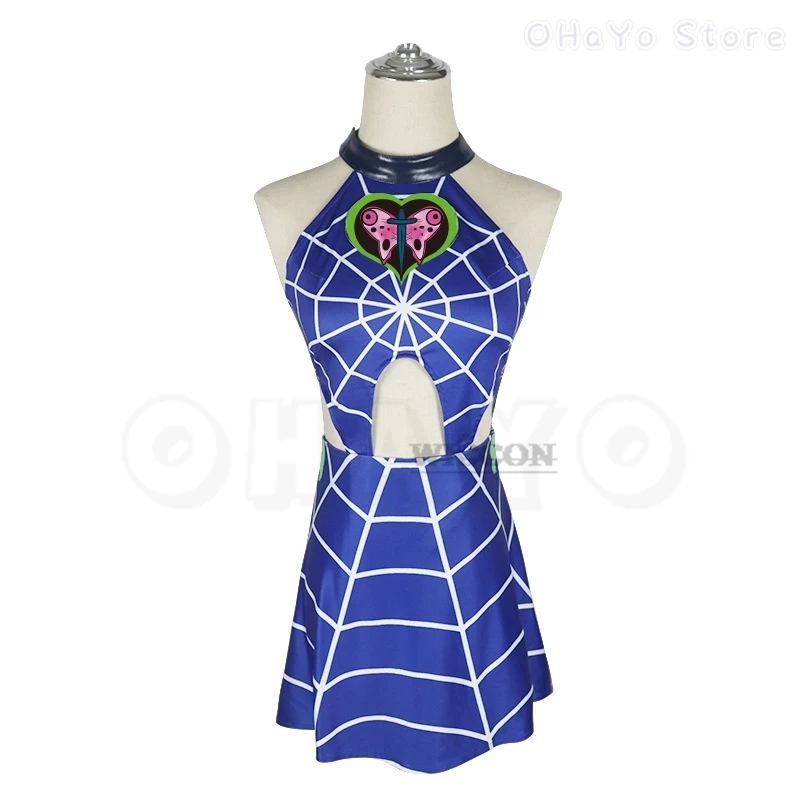 Jo's Jolyne Cujoh Cosplay Costume blue Top dress Boots Bizarre Halloween Costumes Wigs Full Set Adventure Wommen Girls Party