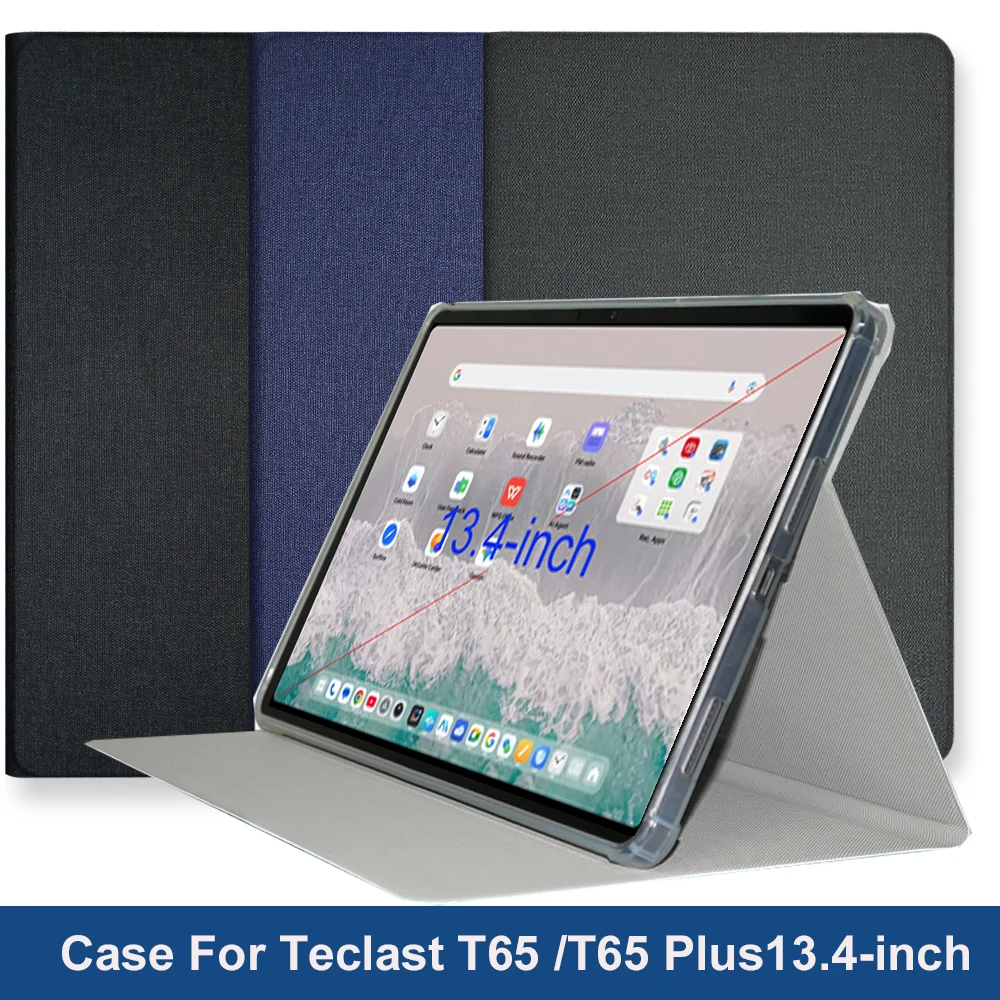 Smart Auto Sleep/Wake Coque Soft TPU Back Shell Flip Book Cover Funda Case For Teclast T65 Plus 2025 13.36' inch Tablet Case