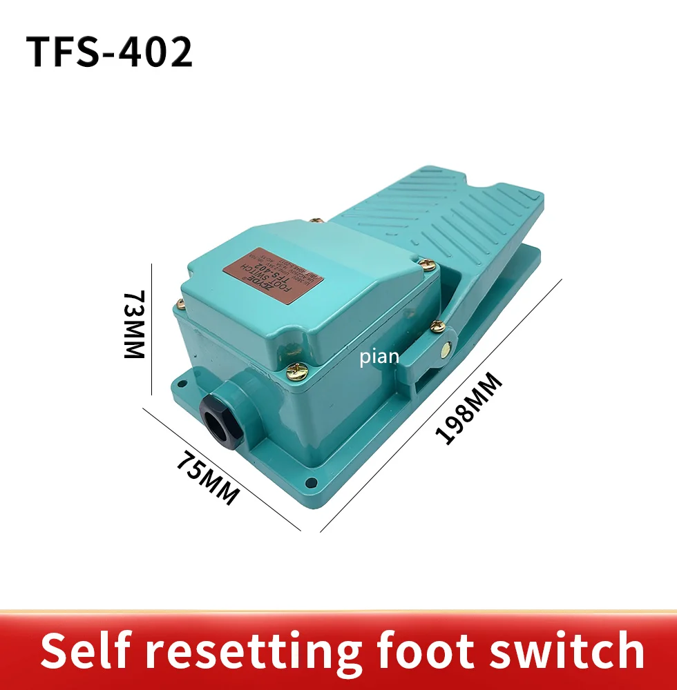 AC 250V 15A 1NO 1NC Momentary Treadle Pedal Foot Switch w Cable Gland TFS-402 Green