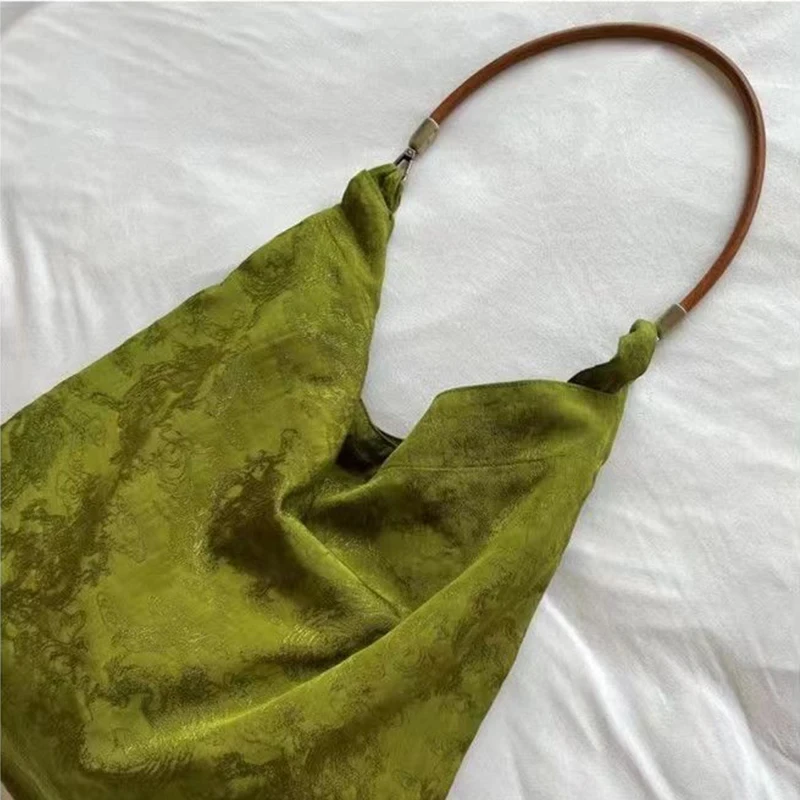 Simple Fashion Green Bag Designer Luxury Bag Jacquard Green Large Capacity Shoulder Bags Green Purse Cowhide Rope Tote Bag