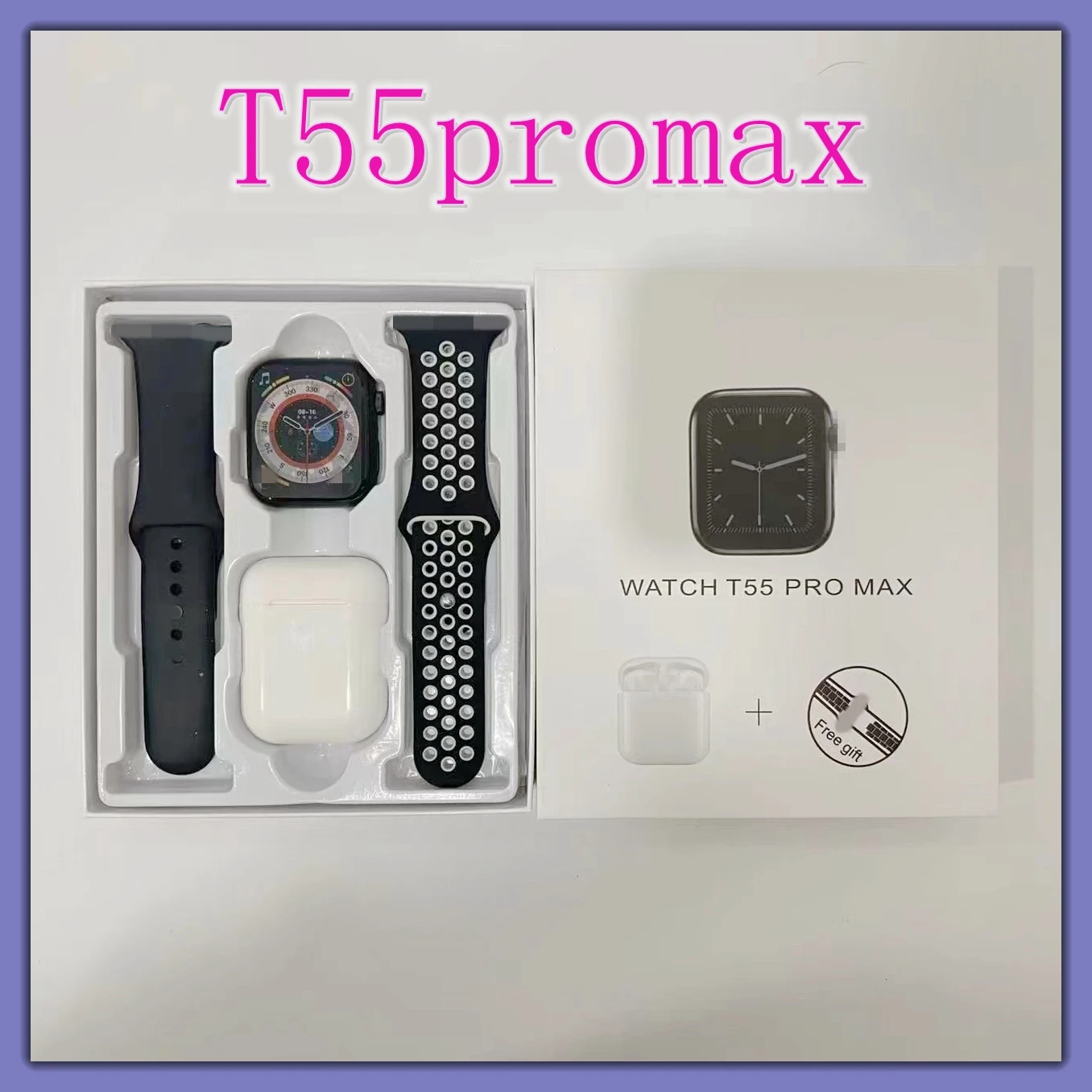 New T55 PRO MAX Watch Bluetooth Wireless Headset 2-in-1 Heart Rate Health Exercise Step Counting Bluetooth Call with Headset for