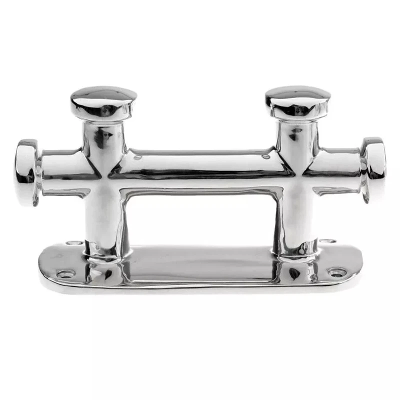 1Pcs 166MM 316 Stainless Steel Double Cross Bollard Cleat Polished Heavy‑Duty Mooring Bitt For Boat Yacht Marine Hardware