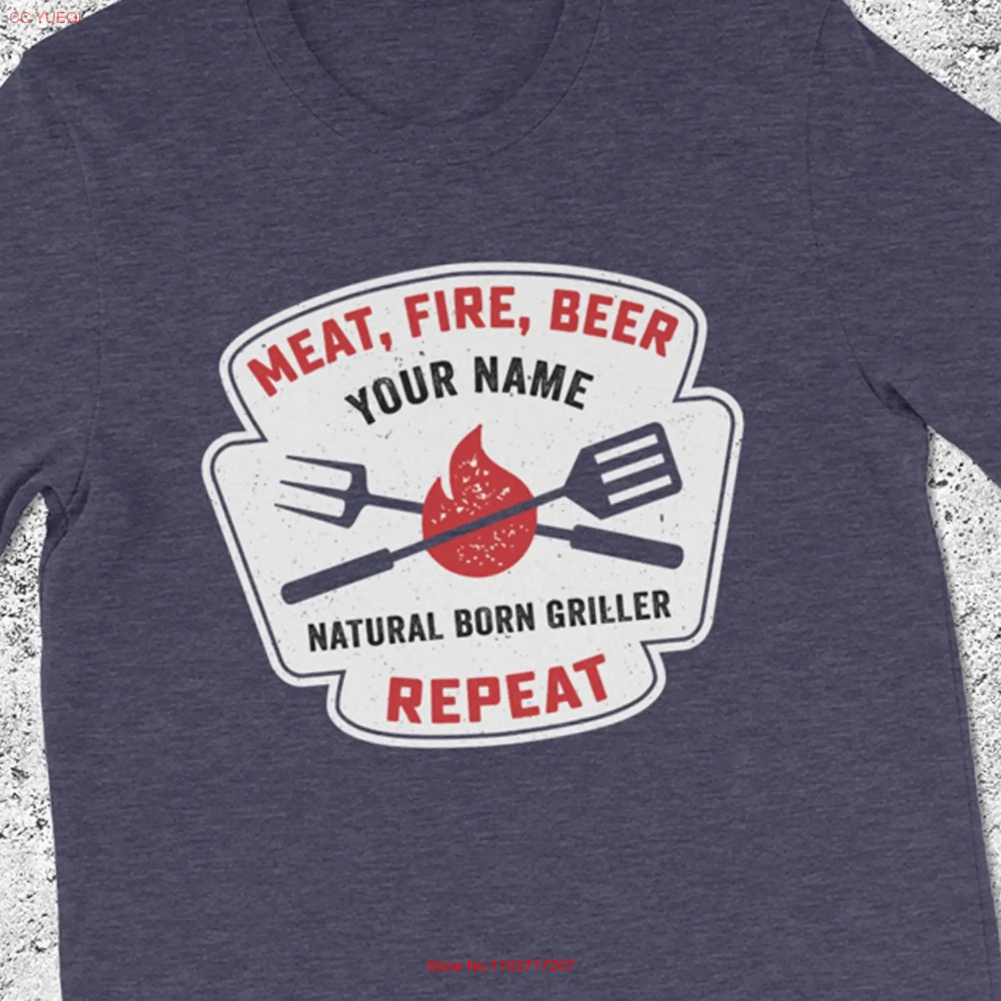 Мясо огненное пиво повторные натуральные рожденные гриллеры персонализированная футболка для барбекю семейный питмастер папа для него