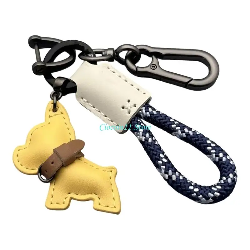 Y1UB French Dog Rings Accessory PU Leather Keychain for Commuters Users