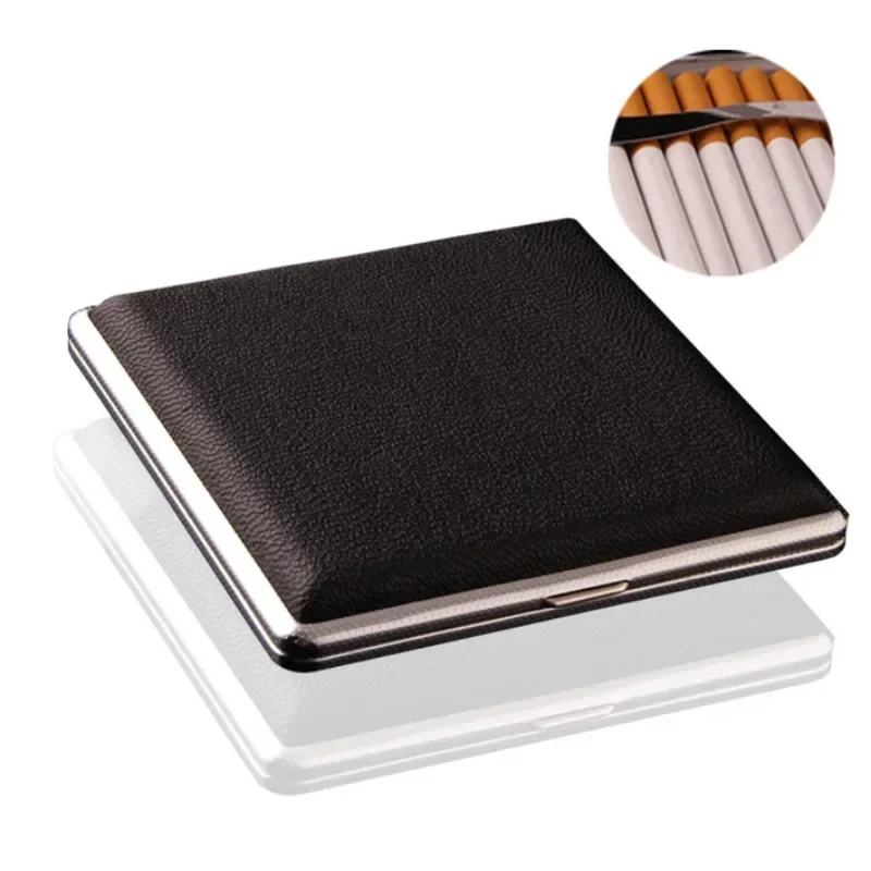 

Men Leather Cigarette Box Cigar Case Smoking Accessories Cigarette Ladies Storage Cover Hold Gift Metal Leather Tobacco Boxes