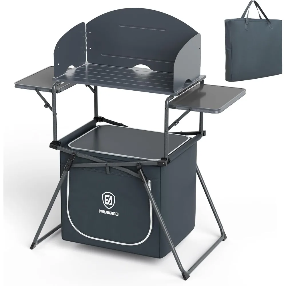 

Portable Folding Camping Table with Storage Bag, Grill Table with Windscreen for Outdoor Cooking, BBQ, Picnics, and Camping, In