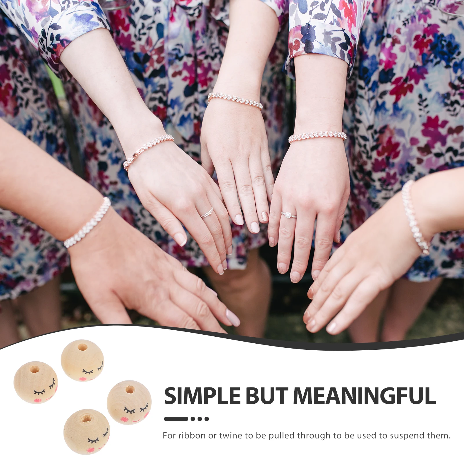 

50pcs Smooth DIY Wooden Bulk Jewelry Craft Making Wood Face Pattern Wood Beads Making Crafts Bulk Accessories Round Beads