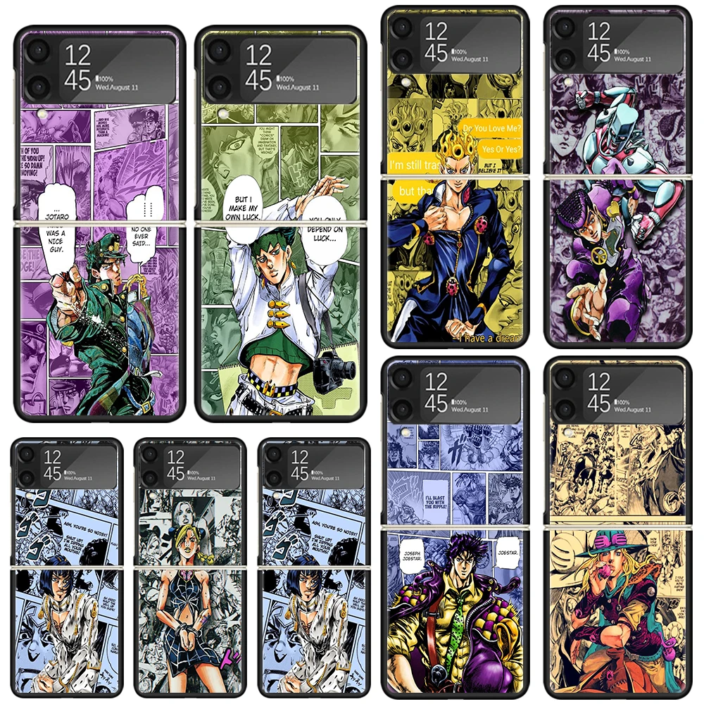 Funda de teléfono de Anime JoJo Bizarre Adventure para Samsung Galaxy Z Flip Zflip 6 Flip6 5 Flip5 4 Flip4 3 Flip3 5G, Fundas de arte Black Cove