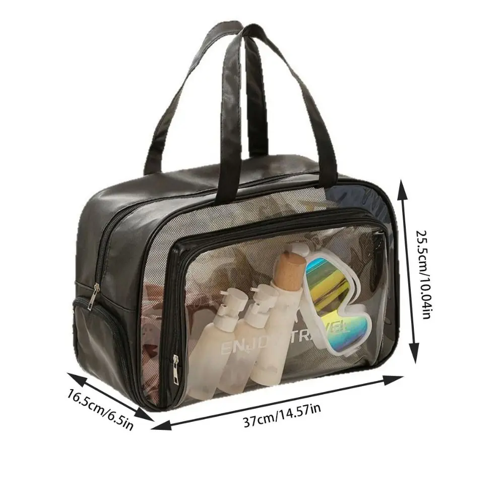 Large Capacity Waterproof Cosmetic Bag PVC Make Up Bag Pu Transparent Travel Storage Bag Portable Multi-functional Makeup Bag