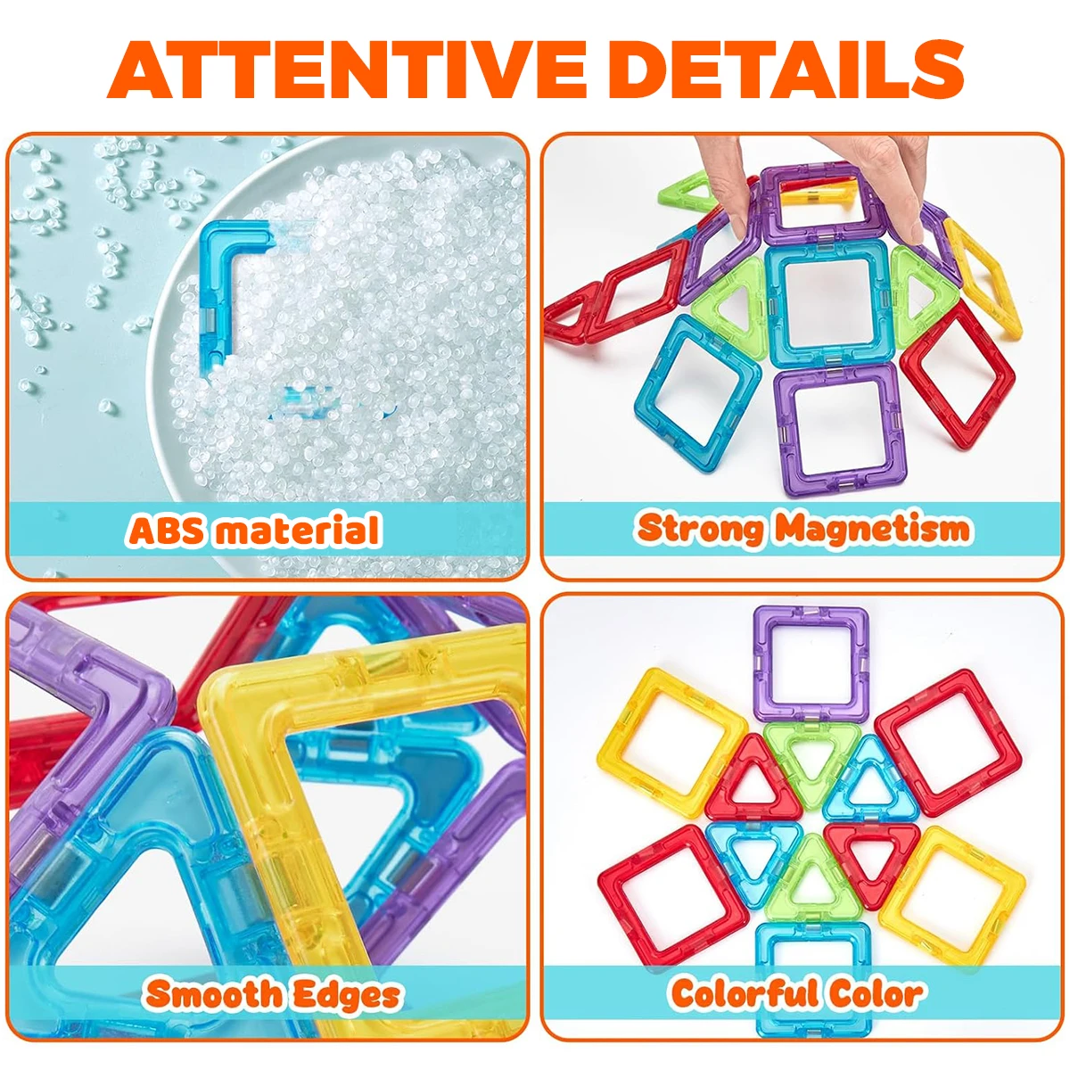 Magnetic Building Blocks 3D STEM Constructor Set For Kids Educational Toys For 3Years+ Old Kids Boys Girls Gifts 36/60/96PCS