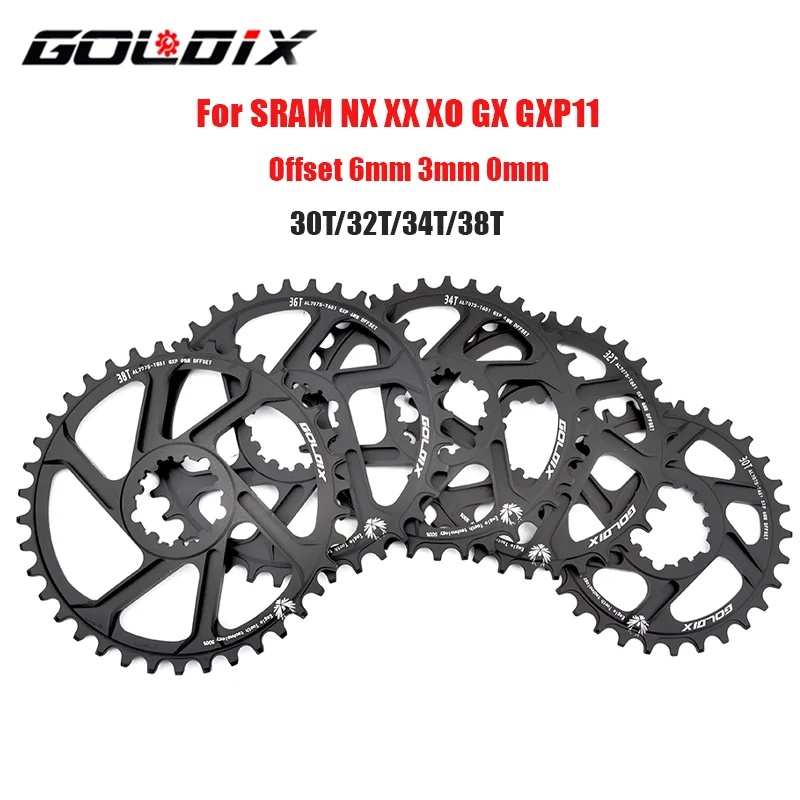 GOLDIX Chainring 30T/32T/34T/36T/38T Mtb Crown Offset 0mm/3mm/6mm Bicycle Chainwheel for Sram 11/12S NX XX XO  11