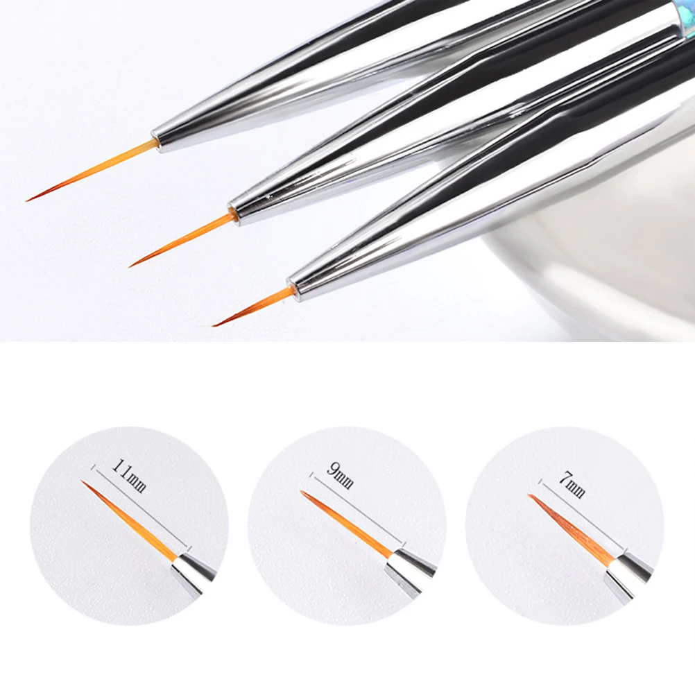 مجموعة فرش فنية للأظافر مكونة من 3 قطع، قلم طلاء بتفاصيل احترافية لخط أدوات رسم الأظافر بنفسك لفرشاة طلاء تفاصيل الأظافر #2