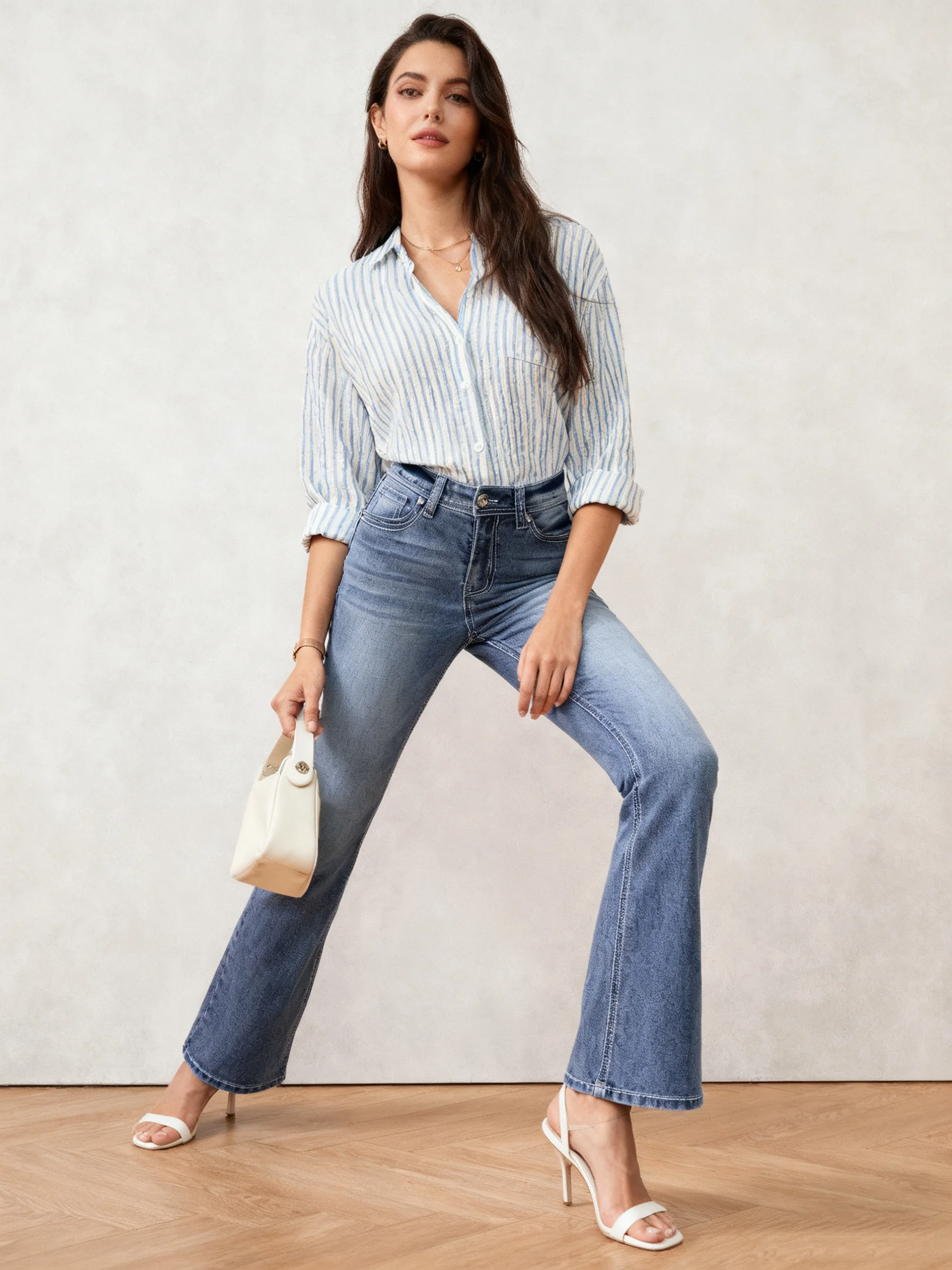 プラスサイズ レディース ブーツカット フレア ジーンズ クラシック デニムパンツ 高品質 プラスサイズ デイリーウェア 衣類