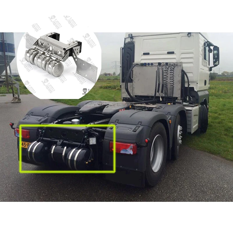 RC 1/14 Metall-Dreikasten-Heckträger mit Rücklicht-Halterungsset für Tamiya Muldenkipper für SCANIA MAN VOLVO Traktor-LKW DIY-Teile – Detail 5