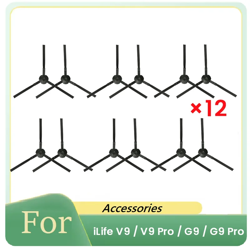 

AT51-12 Pcs Side Brush For Ilife V9 / V9 Pro / G9 / G9 Pro Robot Vacuum Cleaner Parts Replacement