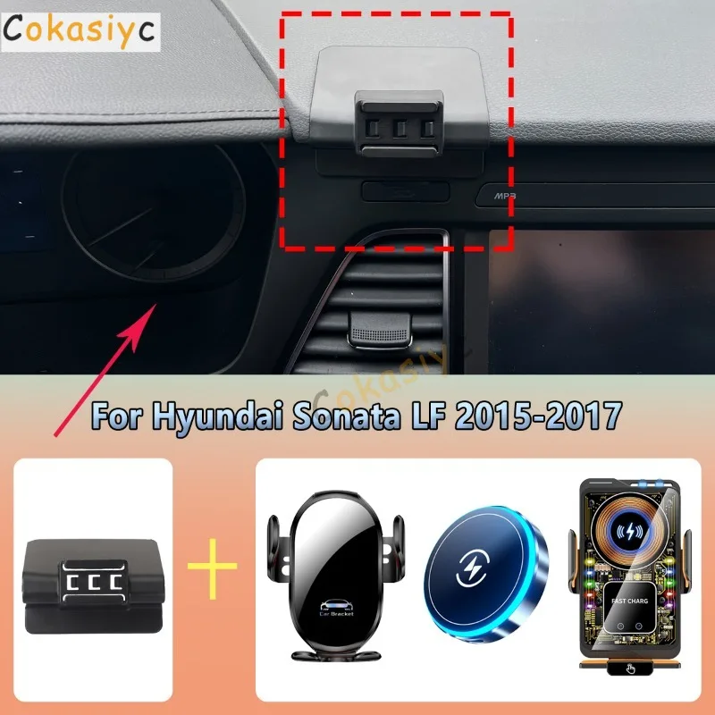 Suporte de celular para carro com ventilação para Hyundai Sonata LF 2015 2016 2017, carregador magnético sem fio, acessórios para carregamento veicula