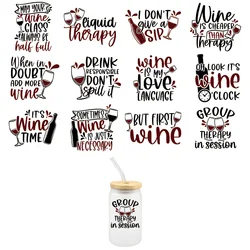 4PCS UV DTF Wrap Transfer Stickers Red Wine Beer Design Waterproof Wrap For Glasses Coffee Cups Mugs DIY Colorful Decal