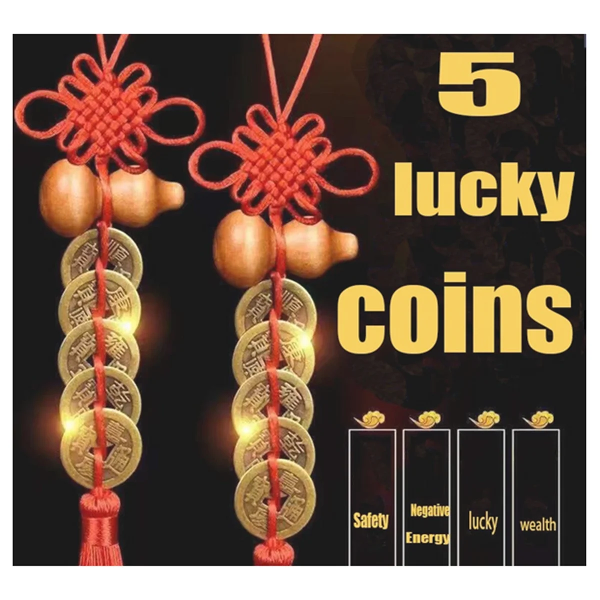 HHTL Feng Shui Good Luck Tassel Chinese Knot Pendant Chinese Knot Lucky Charm Suitable for Car Bag Office and Other Scenes