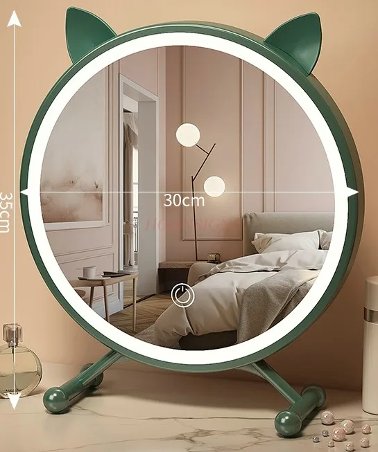 Desktop LED makeup mirror, desktop bedroom with light, dressing table, intelligent beauty mirror