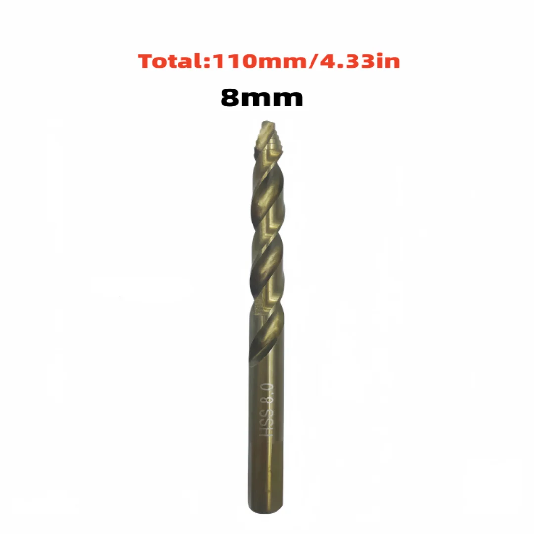 1Pcs Sharp Serrated Stepped Tip Twist Drill Bit 8mm HSS Titanium Coated Round‑Shank for DIY Wood Soft Metal Repair Working