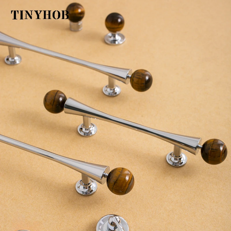 Tinyhob Luxury /Brass+ Ball Crystal Cabinet Knobs Cupboard Handles Furniture Hardware Drawer Pull Kitchen Accessories 128mm