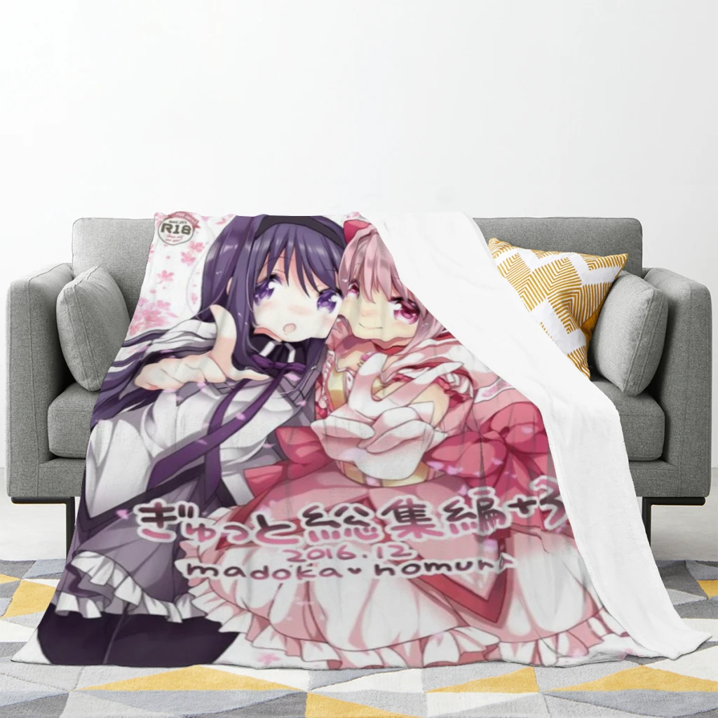 Summer Banket Puella Magi Madoka Magica Light Blanket  Flannel Family Living Room Plush Sleeping Blanket Outdoor Travel