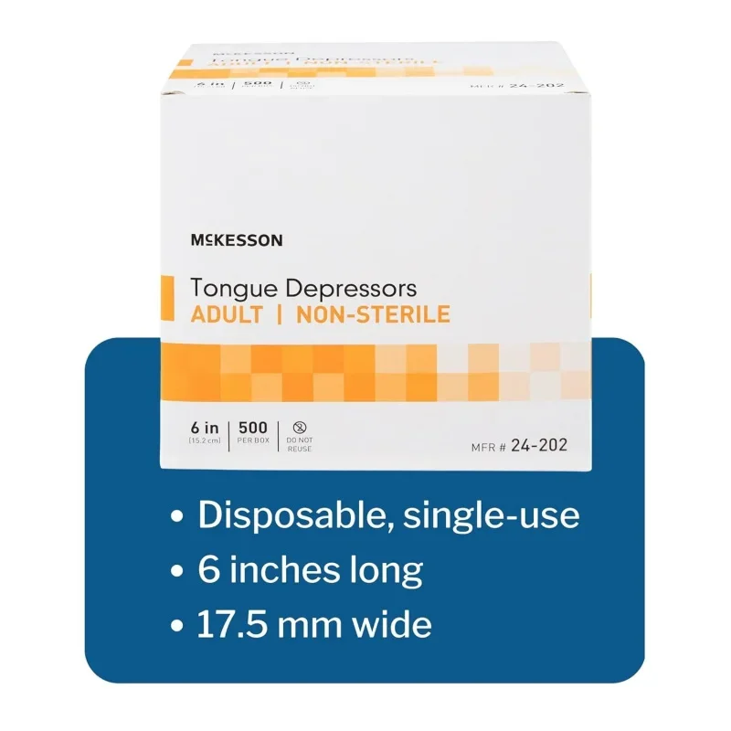 Wood Tongue Depressor, 10, 5000 Depressors - Non-Sterile, Adult Sized 6 in. Wooden Depressors, Unflavored and Splinter-Free