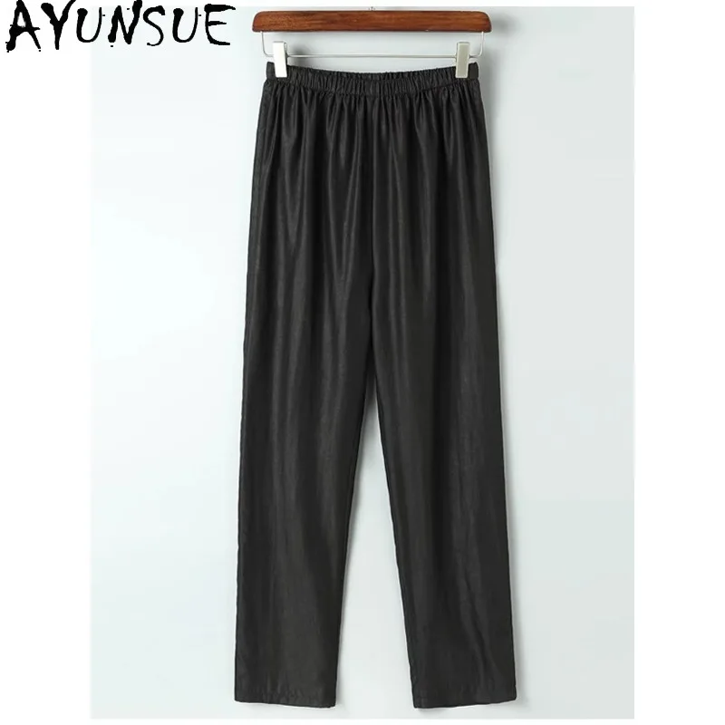 

AYUNSUE 100% Natural Mulberry Silk Pants for Man High Quality Xiangyunsha Trousers Menswear Clothing Luxury Casual Black Pants