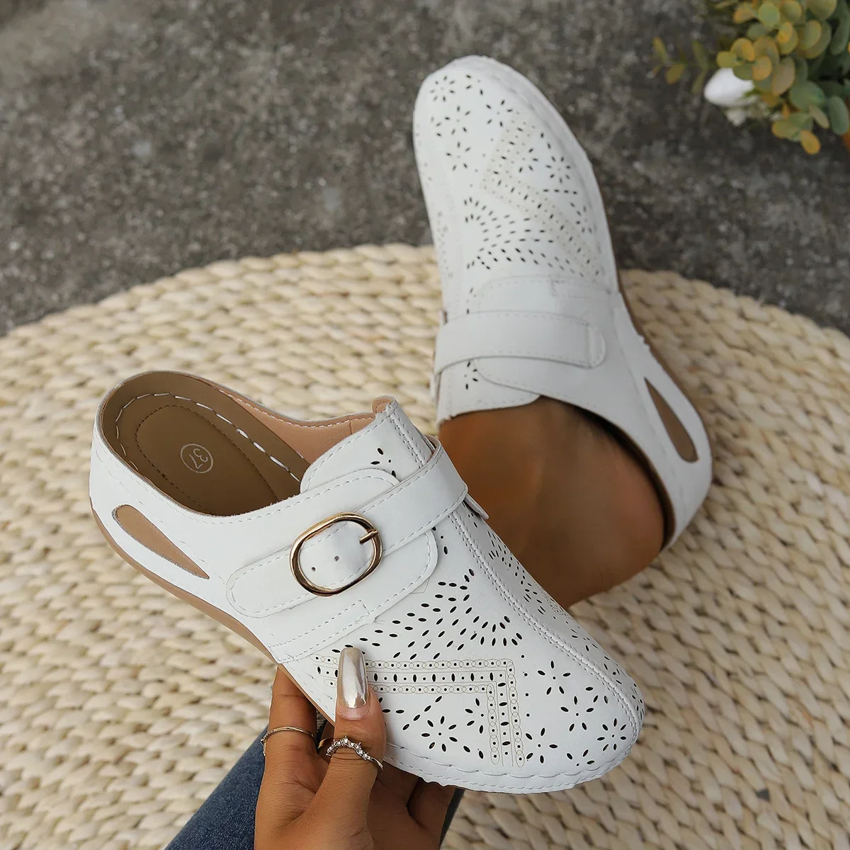 Women Slippers 2024 New Summer Fashion Closed Toe Platform Slippers Sandals Ladies Vintage Slides Women Shoes Wedge Slippers