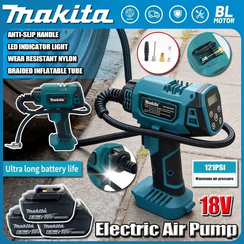 

Makita Cordless Portable Electric Air Pump 12V Rechargeable Handheld Air Compressor For Cars For Makita 18V Battery