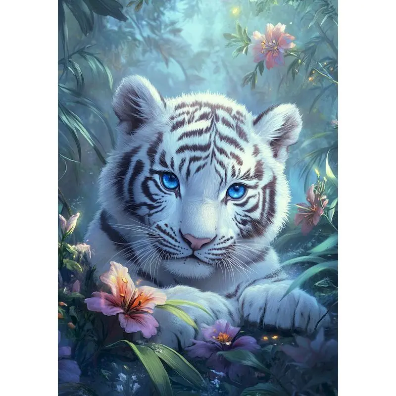 

GATYZTORY 5D DIY Full Diamond Painting Cross Stitch Kits Animal Jungle Leopard Tiger Mosaic Diamond Embroidery Home Decor