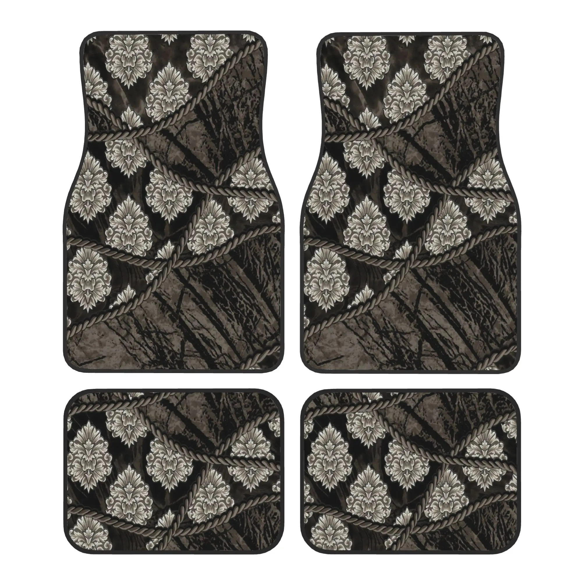 4pcs Bohemian Style Car Floor Mats | Exquisite Print Craft, All-Season Fit For Most Vehicles, Ideal Automotive Gift For Car Enth