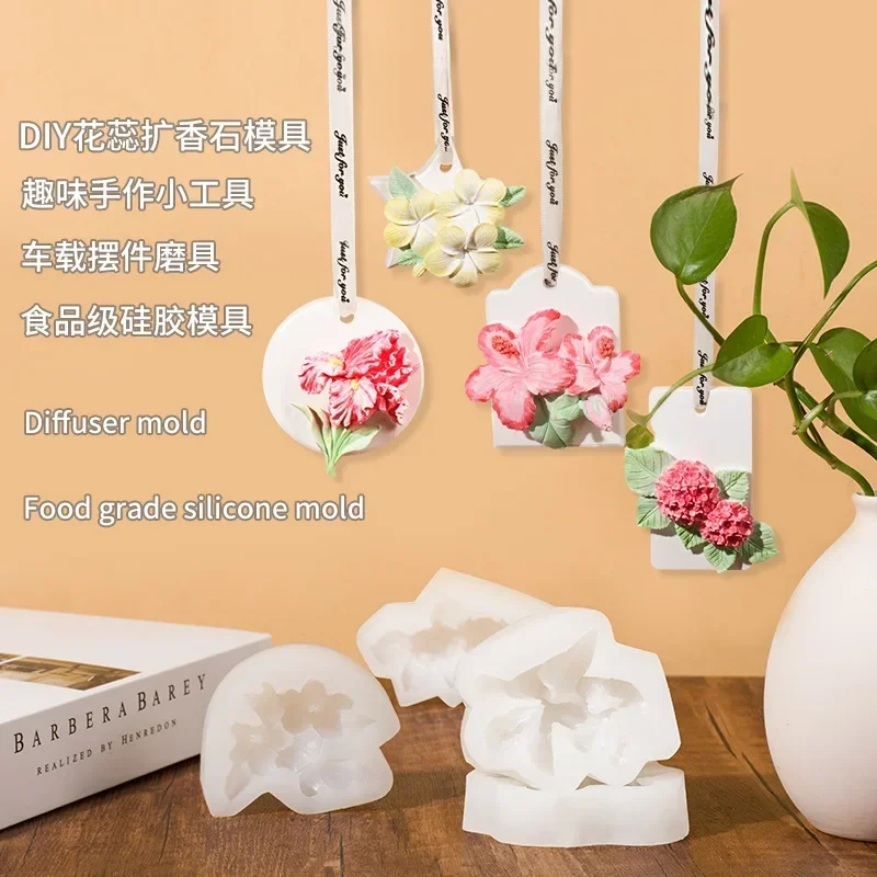 Zackoo 3D Flower Chocolate Silicone Mold For Making DIY Roses Aromatherapy Diffuser Stone Gypsum Brand Car Pendant Candle Mould