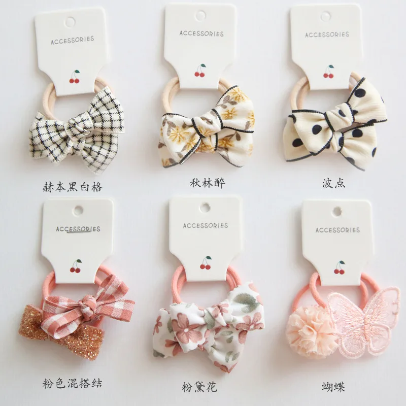 

6pcs/set Children Elastic Hair Ties Fashion Girls Ponytail Holder Milk Tea Color Bear Hair Rope Bangs Hairpin Hair Accessories