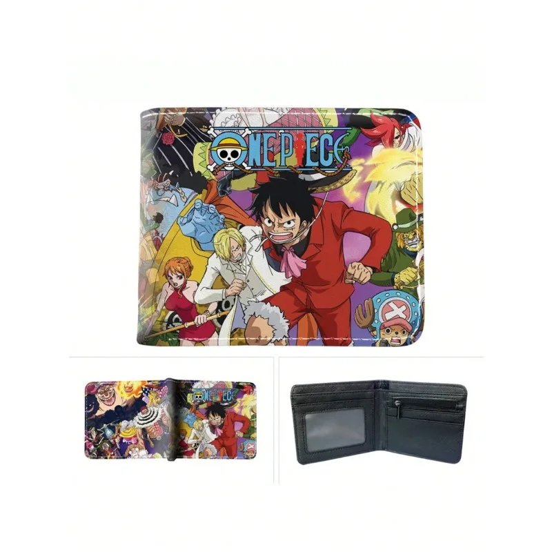 Cartera de una pieza Cartera de anime a todo color Cartera corta plegable de una pieza Luffy Monedero Tarjetero