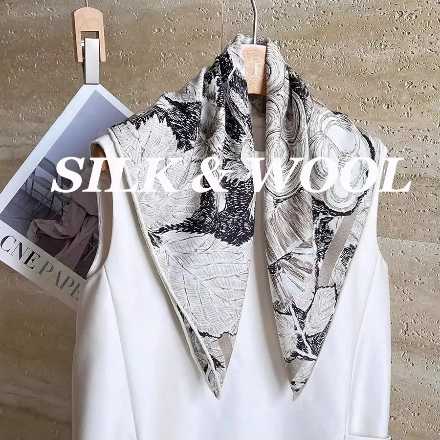 

70% wool 30% Silk Scarf for Women Shawls Wraps Foulard Scarves Square Pashmina Female Hijab high quality Bandana Kerchief sjaal