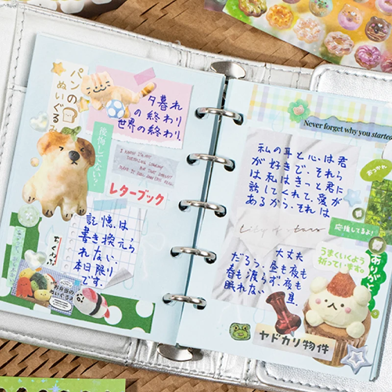 2Style 48Pcs/bag Flash Sand Cut Film Sticker Book Creative DIY Handbook Material Decoration Phone Case Journal Scrapbook Calenda image 5