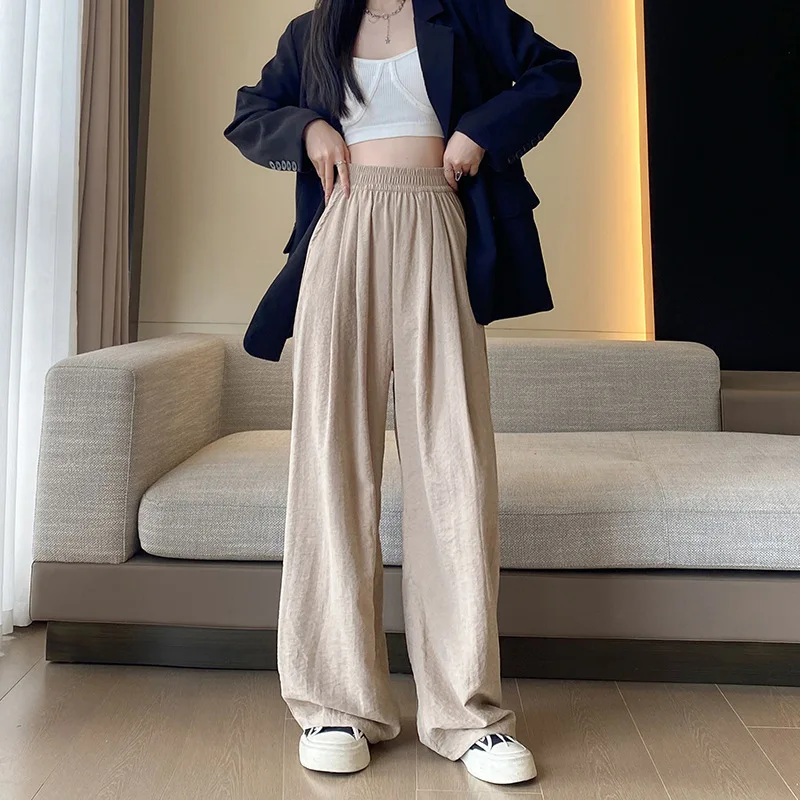 Wide Leg Pants Woman Cotton Joggers Womens Autumn Patchwork Double-Layered Elastic Grunge Urban Tender Checked Lady Cozy Commute