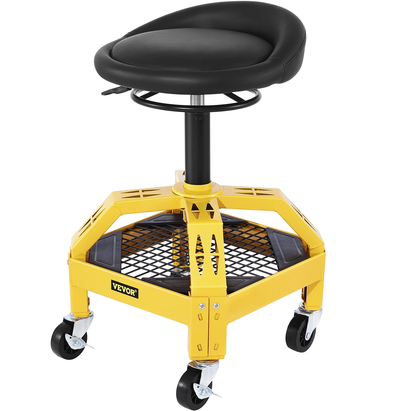 VEVOR Mechanic Stool 300 LBS Rolling Pneumatic Creeper Garage/Shop Seat Padded Rolling Workshop Stool for Garage Auto Repair