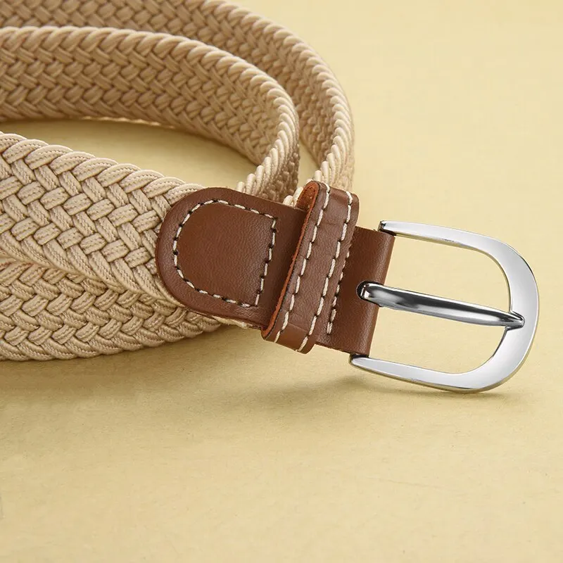 Women\'s Belt Casual Woven Elastic Belt Outdoor Sports Men\'s Belt Climbing Work Belt Jeans Suit Pants Men\'s and Women\'s Universal