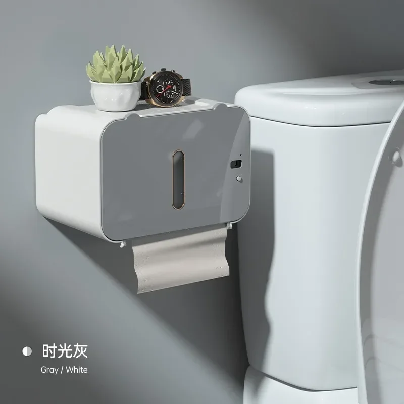 

Induction Toilet Paper Holder Shelf Automatic Paper Out Paper Box Rack Wall-Mounted Toilet Dispenser Bathroom Accessories