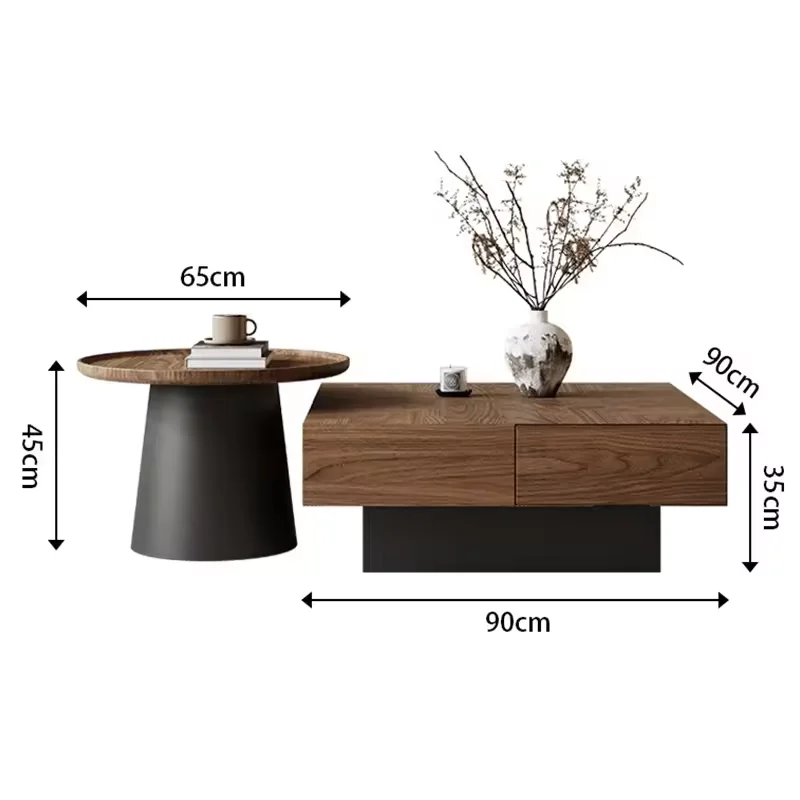 Modern Retro Design Wood Coffee Table with Simple Storage Durable Mid-Ancient Style Small  Center Table High-End Creative