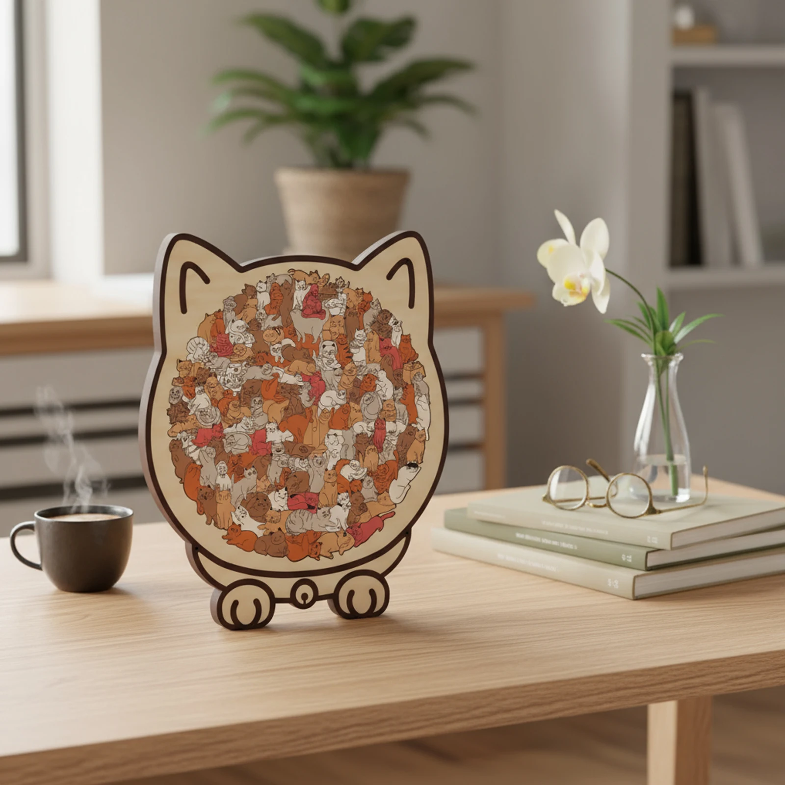 135 Teile Holz Unregelmäßige Puzzle Morandi Katze Geformt Kinder Kreative Katze Form Puzzles Katze Tier Puzzles Spiele Spaß Kinder Spielzeug