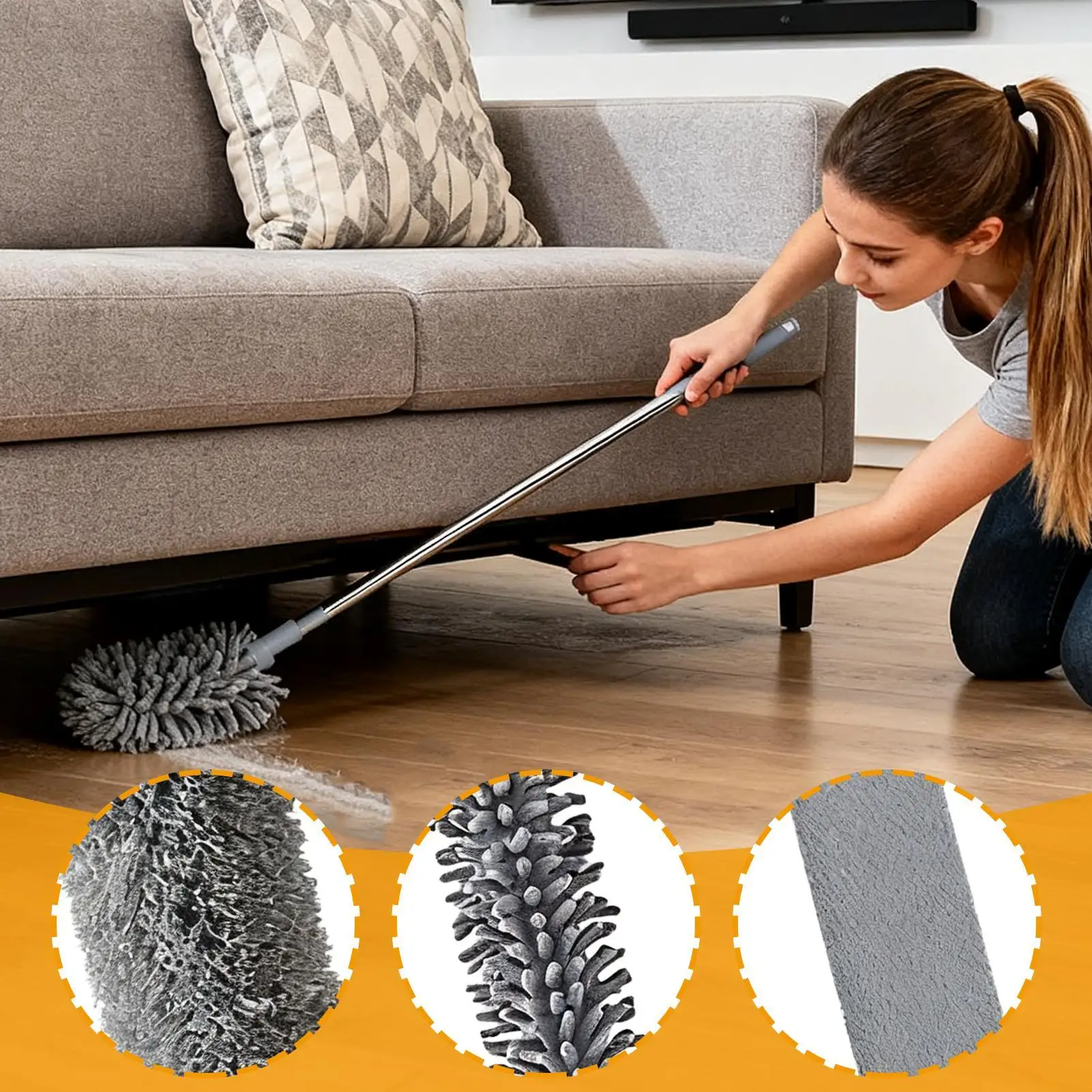 

Щетка для тряпки, бытовая телескопическая тряпка из микрофибры, швабра с длинной ручкой, щетка для чистки автомобильной мебели, бытовой инструмент для чистки