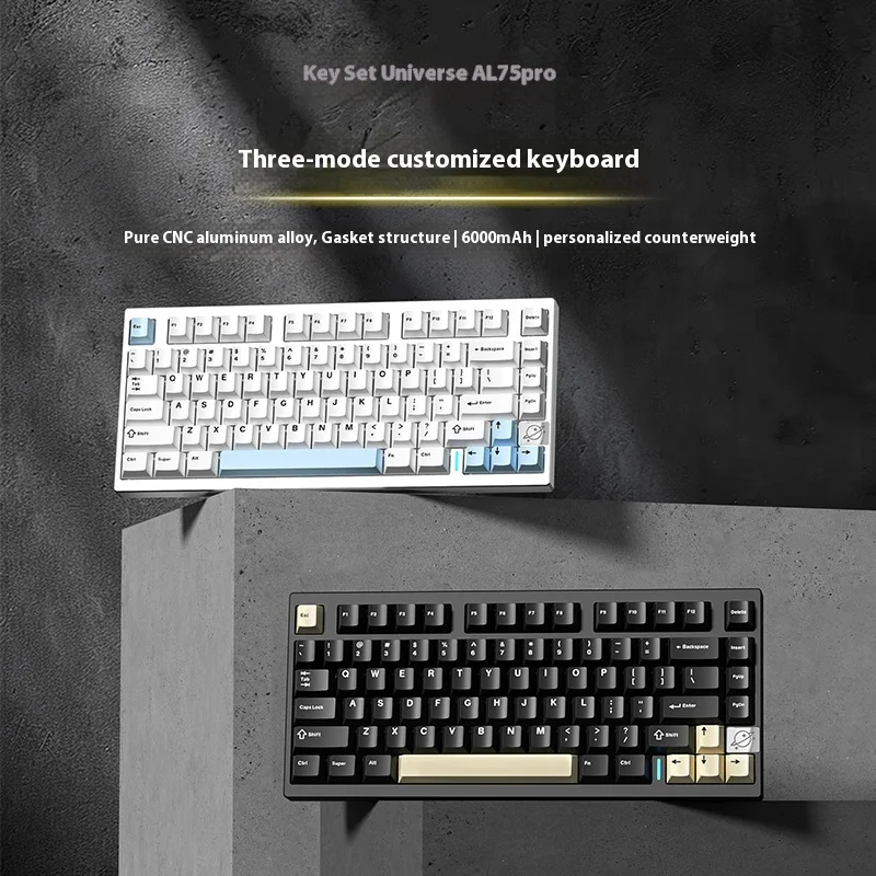 KEYNOUO AL75 Pro Mechanical Keyboard Aluminum Alloy Tri Mode Wireless Gaming Keyboard YUNZII AL75pro Customized Keyboard Office