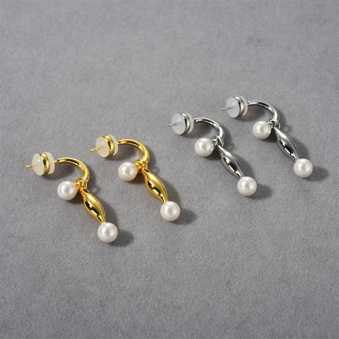 Long bar Pearl hoop earrings for women dangle earrings vintage elegant jewelry unique irregular jewelry new in 2025